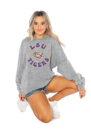 LSU TIGERS PLAYING AROUND FADED WASH PULLOVER