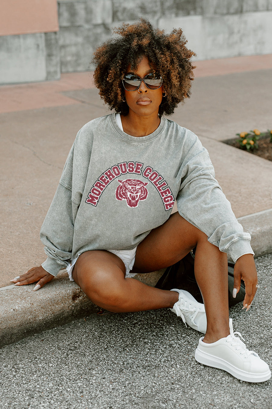 MOREHOUSE MAROON TIGERS Play The Game Faded Wash Pullover