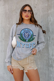 Grey NEW YORK CITY FC GOAL ORIENTED FADED WASH PULLOVER - Styled Look | Gameday Couture - SOHO