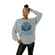 Grey NEW YORK CITY FC GOAL ORIENTED FADED WASH PULLOVER - Side Profile | Gameday Couture - SOHO