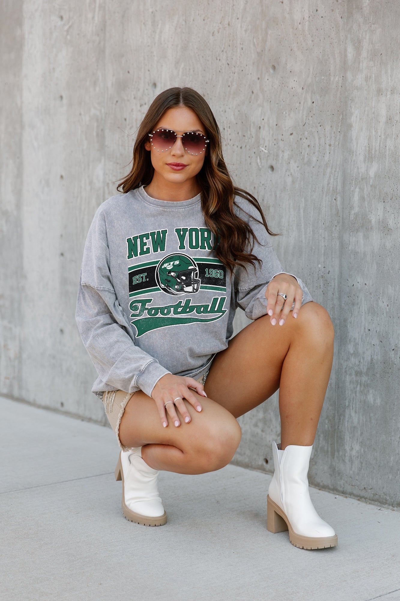 NEW YORK JETS NO TIMEOUTS FADED WASH PULLOVER