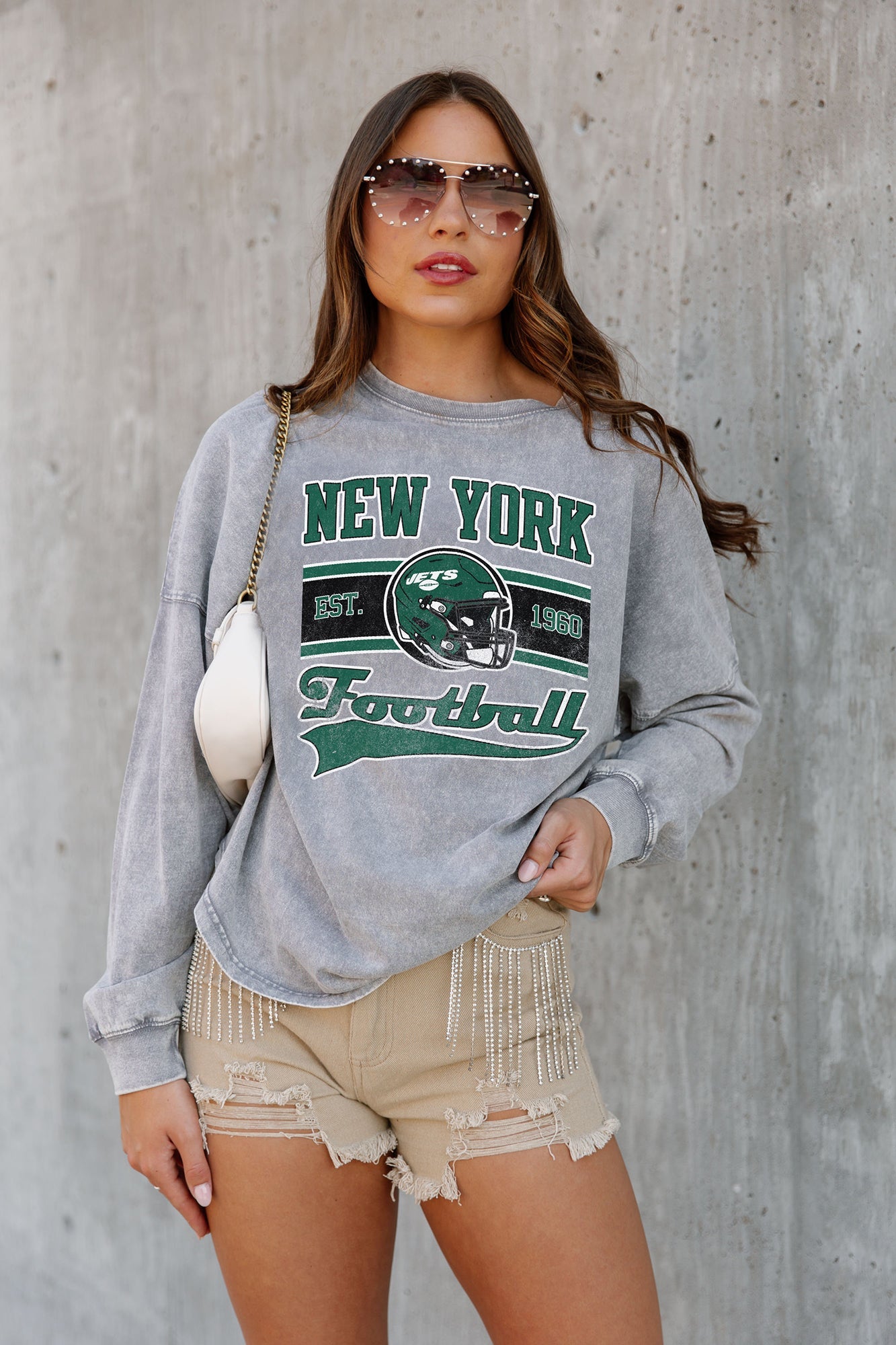 NEW YORK JETS NO TIMEOUTS FADED WASH PULLOVER
