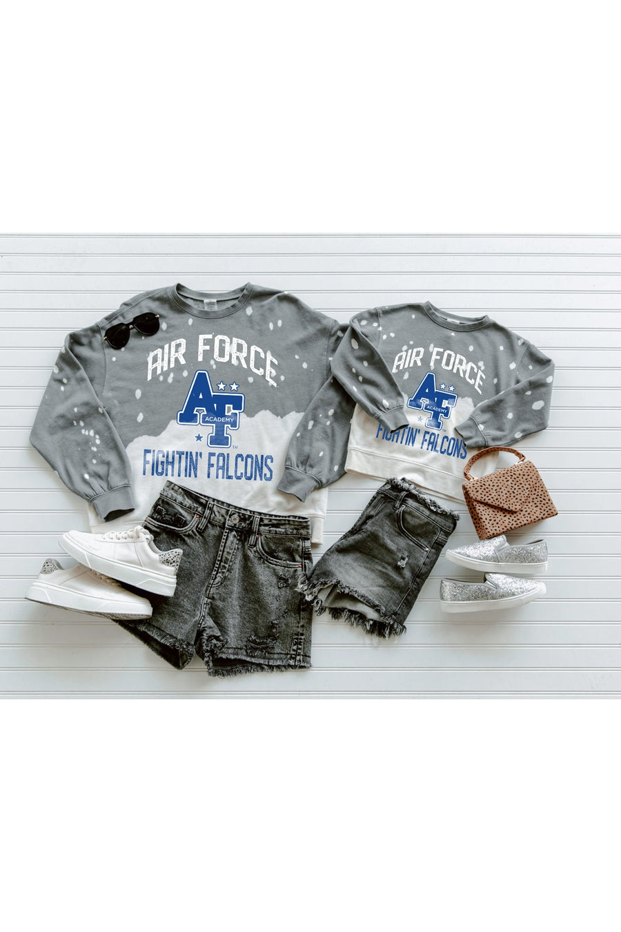 AIR FORCE FALCONS UPCYCLE AND VINTAGE FADED WASH CREWNECK PULLOVER