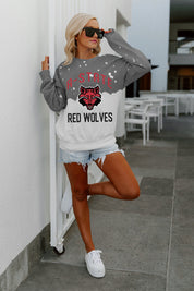 ARKANSAS STATE RED WOLVES Upcycle And Vintage Faded Wash Pullover
