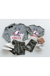 AMERICAN UNIVERSITY EAGLES UPCYCLE AND VINTAGE FADED WASH CREWNECK PULLOVER