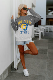 ANGELO STATE RAMS UPCYCLE AND VINTAGE FADED WASH CREWNECK PULLOVER-