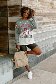 ARKANSAS RAZORBACKS Upcycle And Vintage Faded Wash Pullover