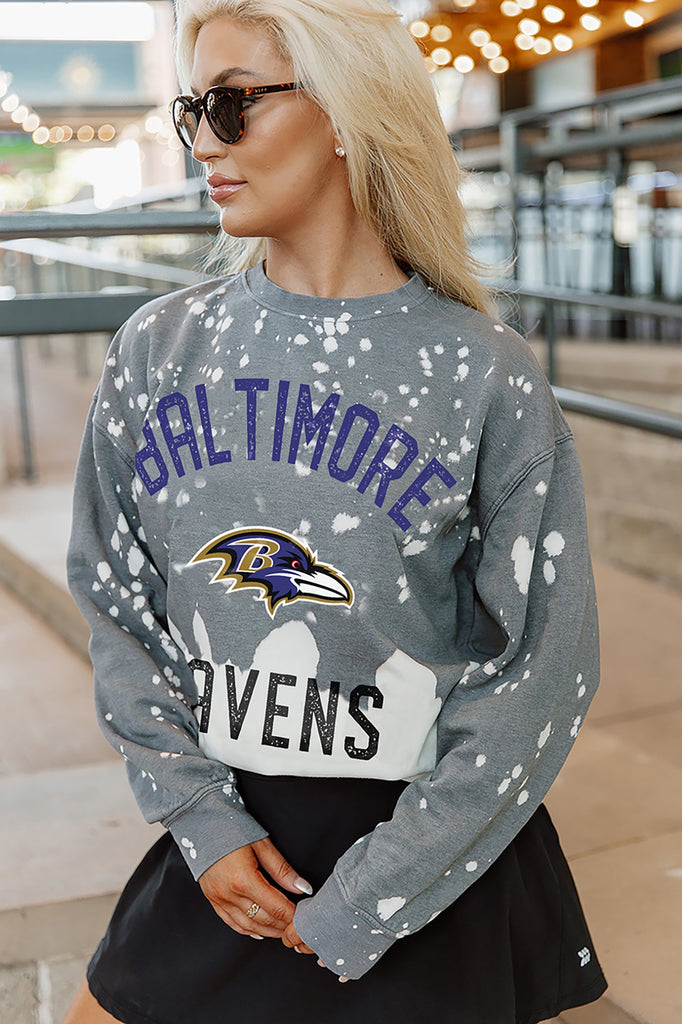 BALTIMORE RAVENS COIN TOSS LONG SLEEVE FRENCH TERRY CREWNECK PULLOVER