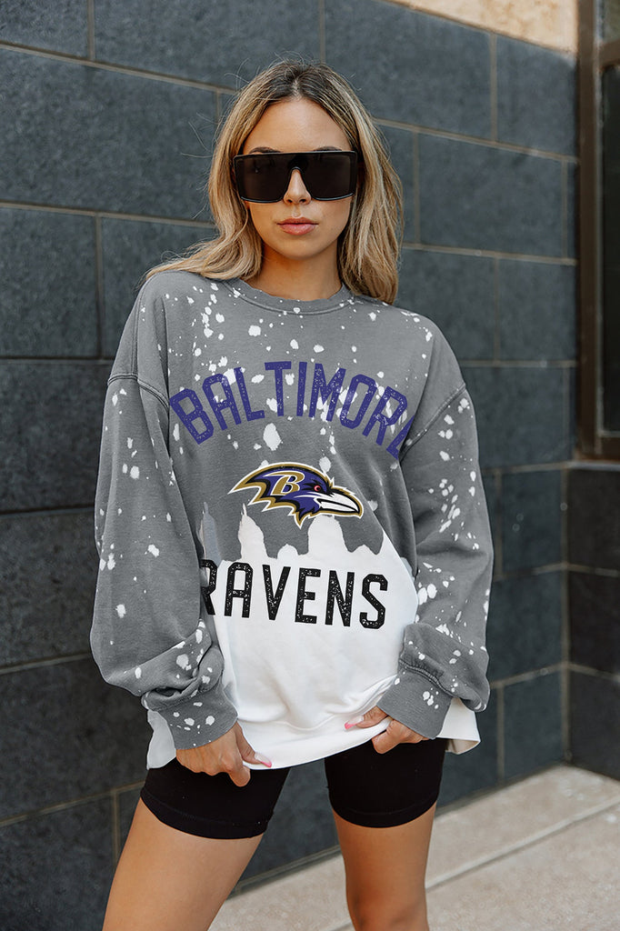 BALTIMORE RAVENS COIN TOSS LONG SLEEVE FRENCH TERRY CREWNECK PULLOVER