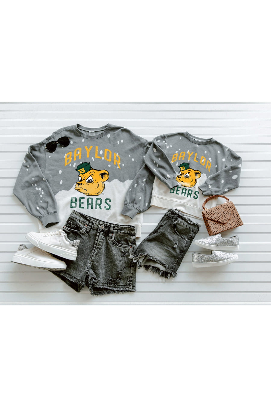BAYLOR BEARS Upcycle And Vintage Faded Wash Pullover