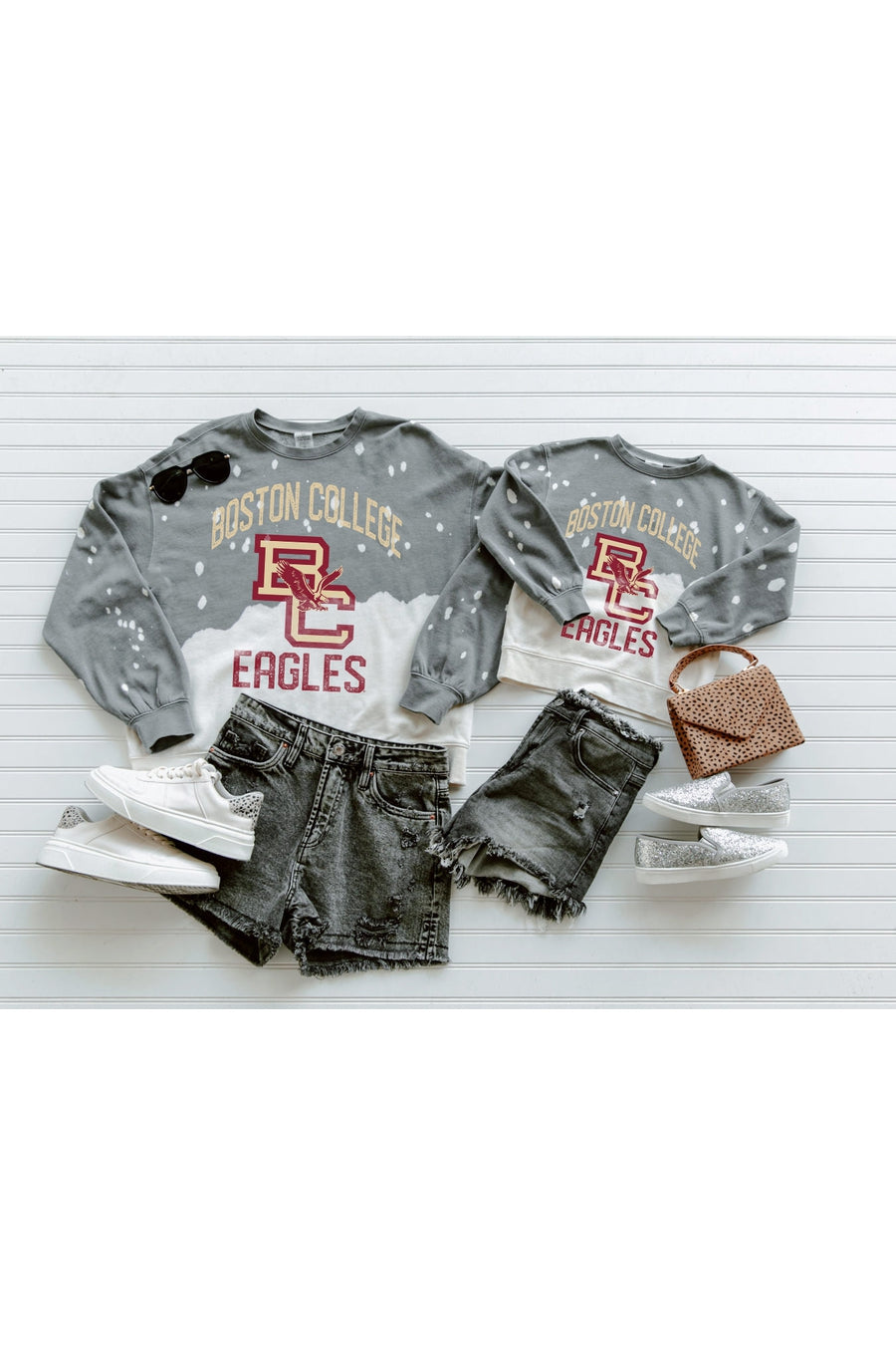 BOSTON COLLEGE EAGLES Upcycle And Vintage Faded Wash Pullover
