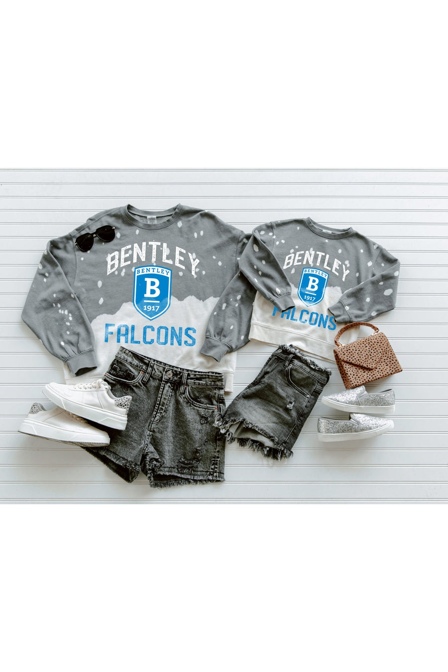 BENTLEY FALCONS Upcycle And Vintage Faded Wash Pullover-
