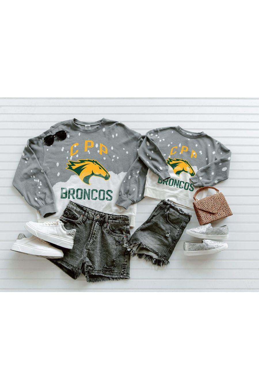 CAL POLY POMONA BRONCOS Upcycle And Vintage Faded Wash Pullover-
