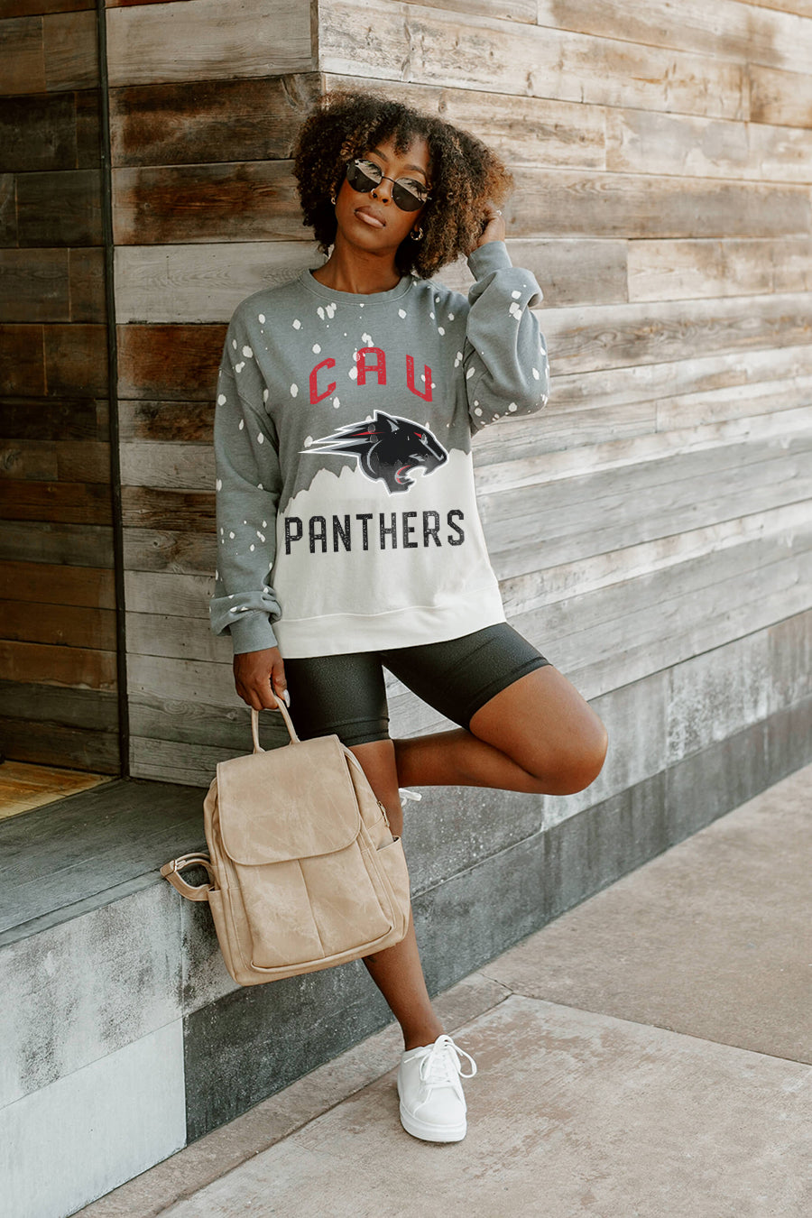 CLARK ATLANTA UNIVERSITY PANTHERS Upcycle And Vintage Faded Wash Pullover