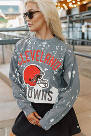CLEVELAND BROWNS COIN TOSS LONG SLEEVE FRENCH TERRY CREWNECK PULLOVER
