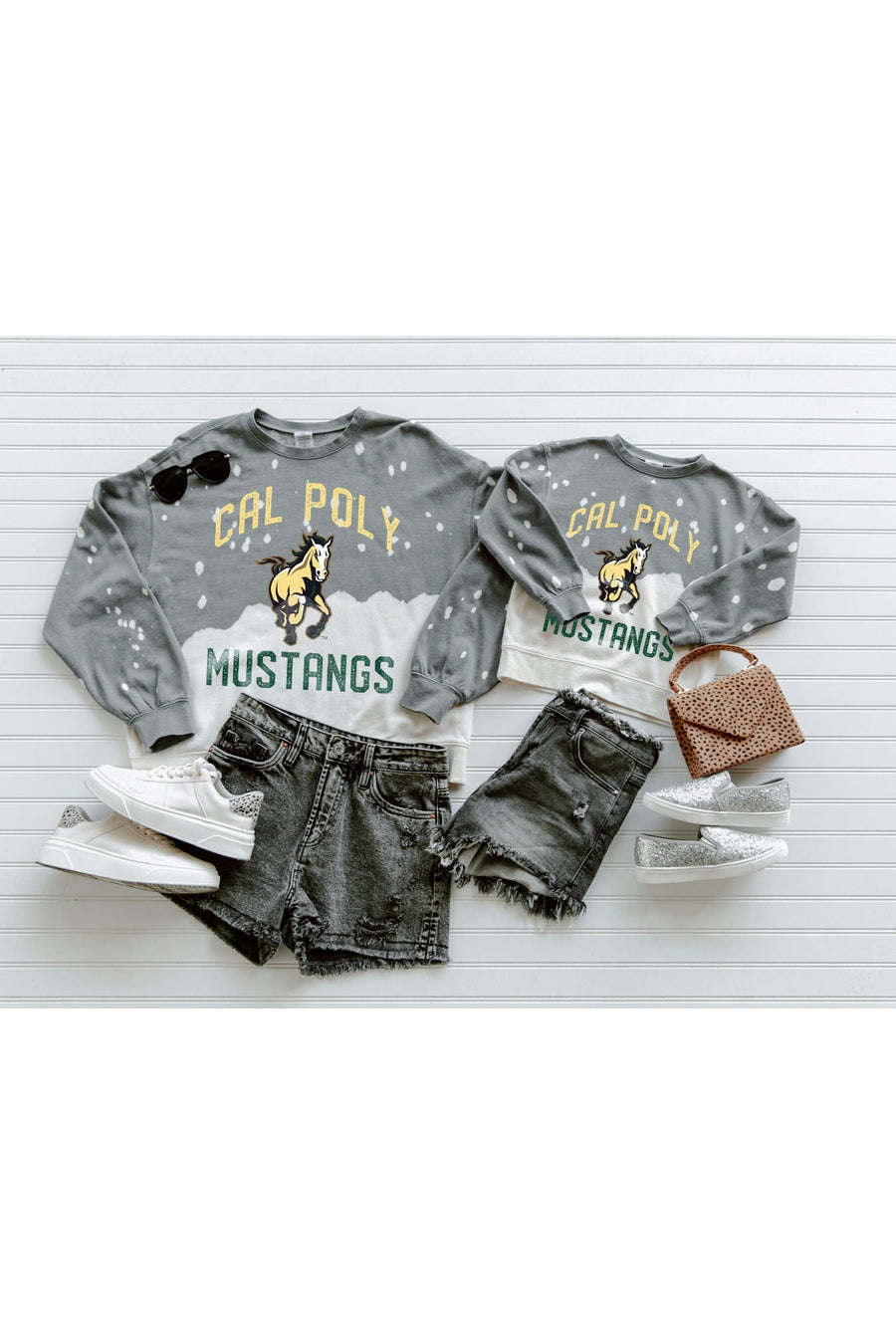 CAL POLY MUSTANGS Upcycle And Vintage Faded Wash Pullover-