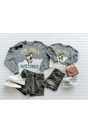 CAL POLY MUSTANGS Upcycle And Vintage Faded Wash Pullover-