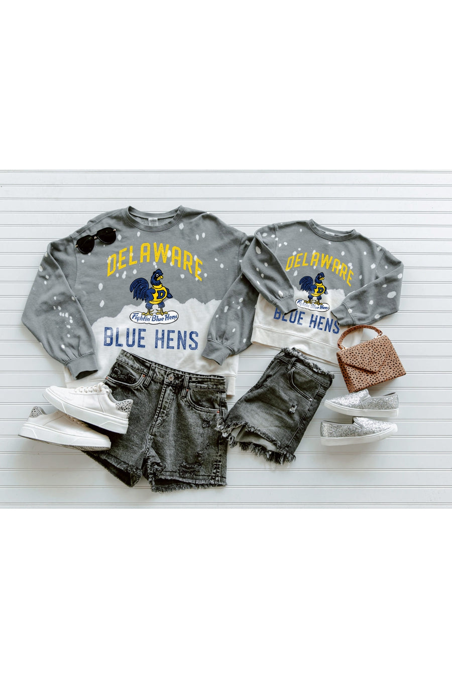 DELAWARE BLUE HENS Upcycle And Vintage Faded Wash Pullover-