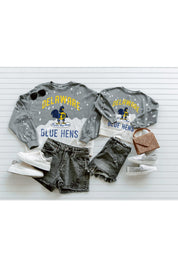 DELAWARE BLUE HENS Upcycle And Vintage Faded Wash Pullover-