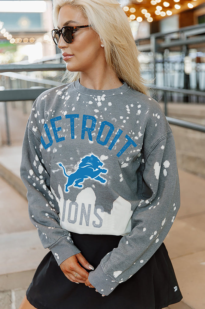 DETROIT LIONS COIN TOSS LONG SLEEVE FRENCH TERRY CREWNECK PULLOVER