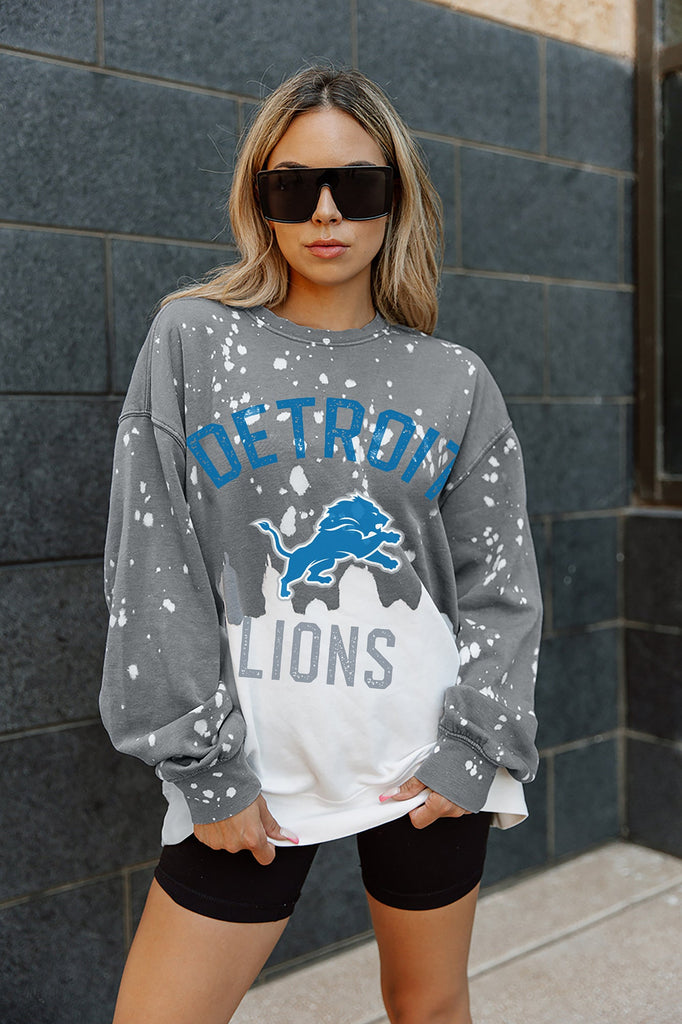 DETROIT LIONS COIN TOSS LONG SLEEVE FRENCH TERRY CREWNECK PULLOVER