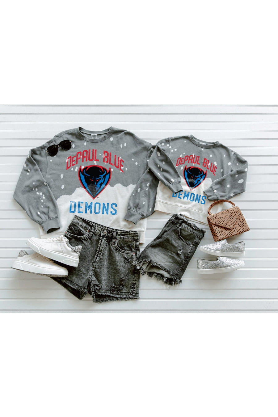 DEPAUL BLUE DEMONS Upcycle And Vintage Faded Wash Pullover-