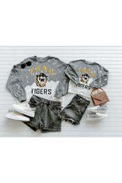 Grey Fort Hays State Tigers Vintage Pullover - Flat Lay Outfit Styling Two Sizes | Gameday Couture - SOHO