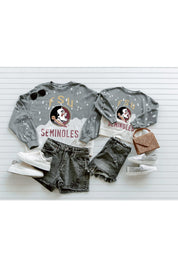 FLORIDA STATE SEMINOLES Upcycle And Vintage Faded Wash Pullover-