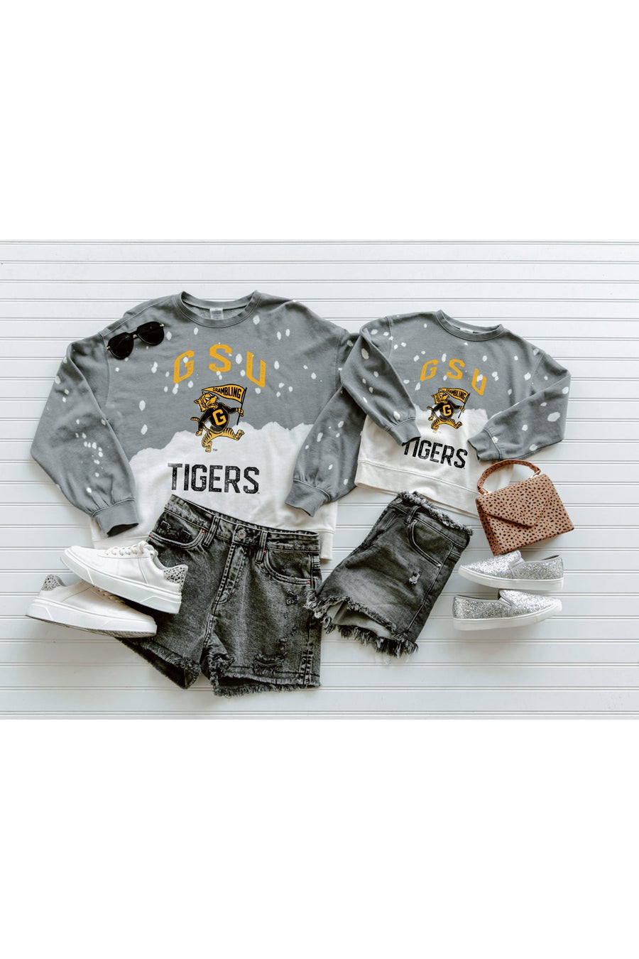 GRAMBLING STATE TIGERS Upcycle And Vintage Faded Wash Pullover-