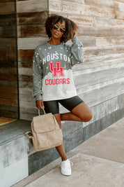 HOUSTON COUGARS Upcycle And Vintage Faded Wash Pullover-
