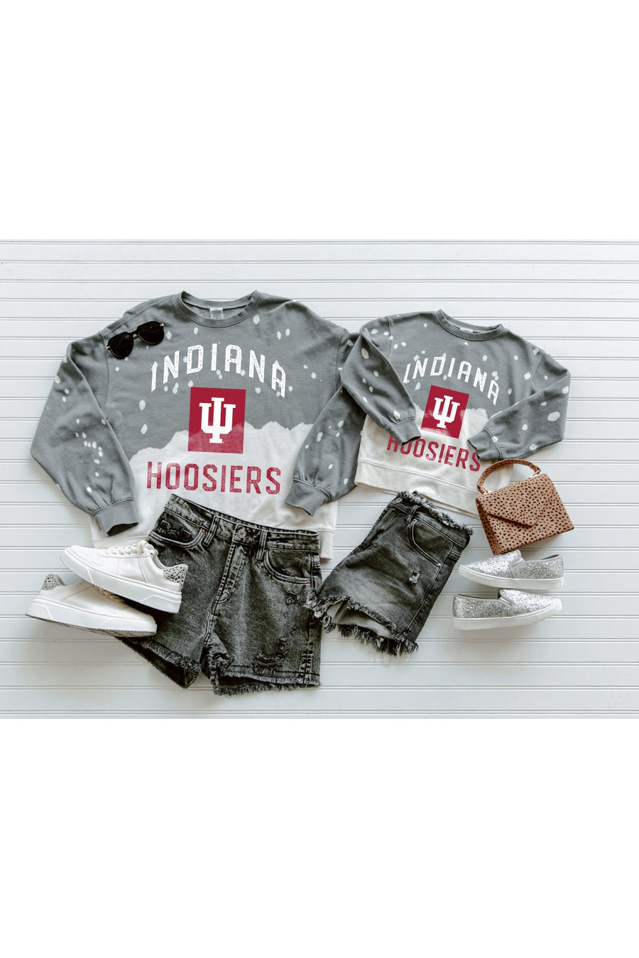 INDIANA HOOSIERS Upcycle And Vintage Faded Wash Pullover-