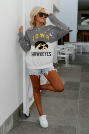 IOWA HAWKEYES Upcycle And Vintage Faded Wash Pullover-