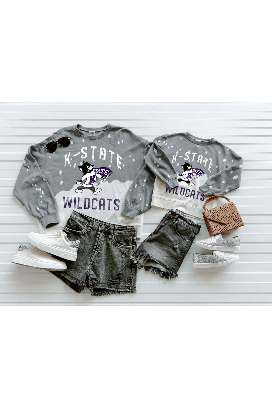 KANSAS STATE WILDCATS Upcycle And Vintage Faded Wash Pullover-