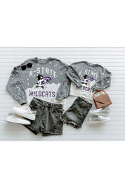 KANSAS STATE WILDCATS Upcycle And Vintage Faded Wash Pullover-