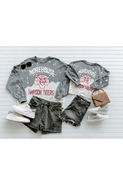 MOREHOUSE MAROON TIGERS Upcycle And Vintage Faded Wash Pullover-