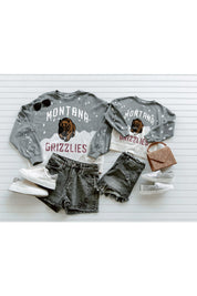 MONTANA GRIZZLIES Upcycle And Vintage Faded Wash Pullover-