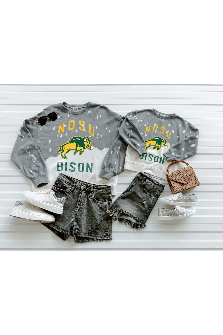 NORTH DAKOTA STATE BISON Upcycle And Vintage Faded Wash Pullover-