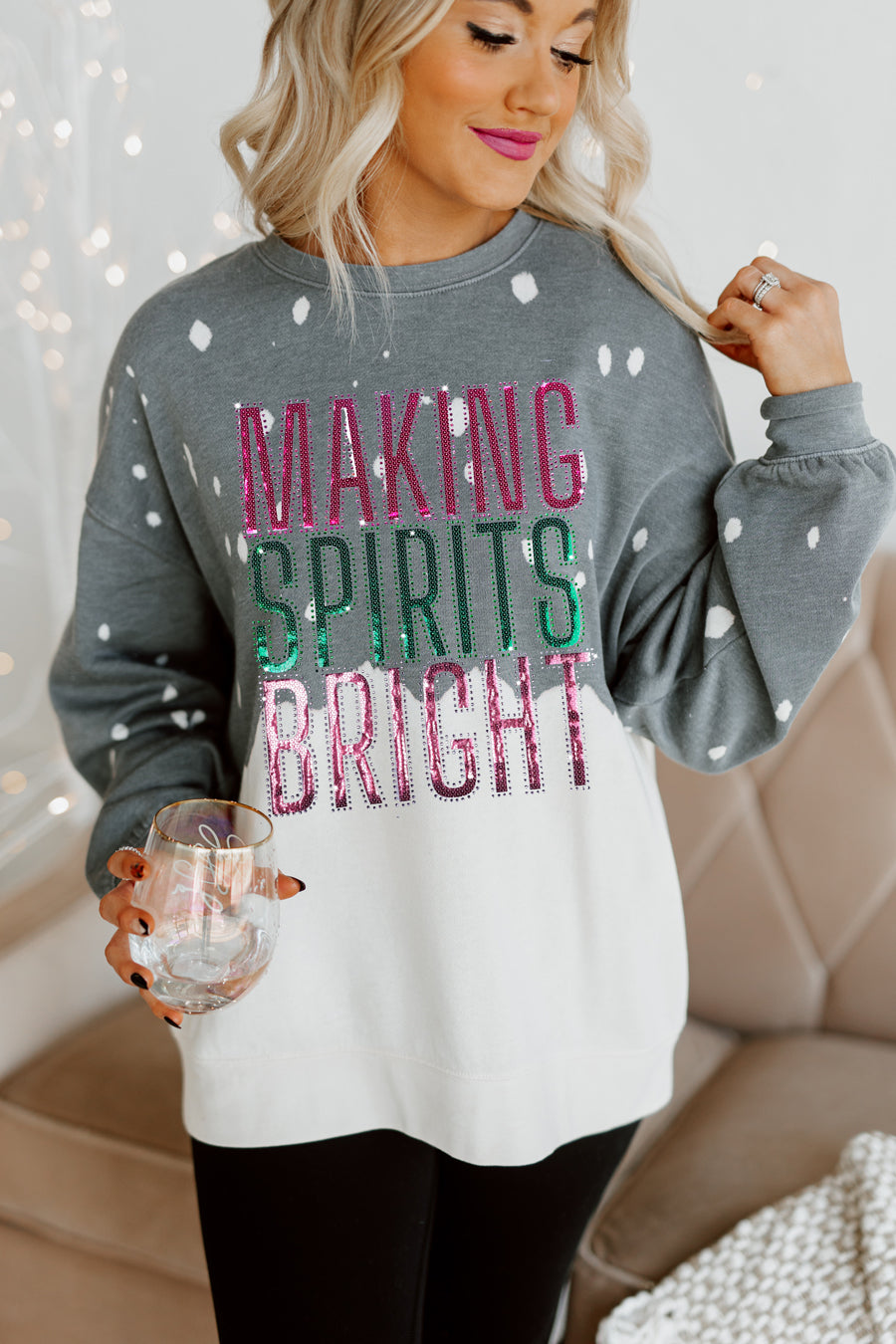SPREAD THE CHEER BLEACH DYE SWEATSHIRT