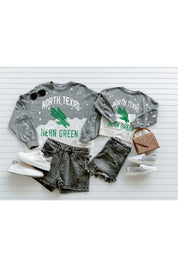 NORTH TEXAS MEAN GREEN Upcycle And Vintage Faded Wash Pullover-