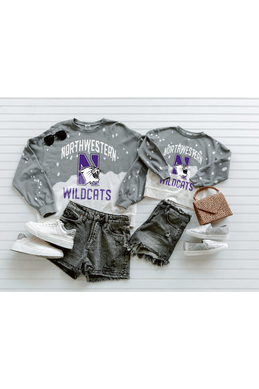 NORTHWESTERN WILDCATS Upcycle And Vintage Faded Wash Pullover-