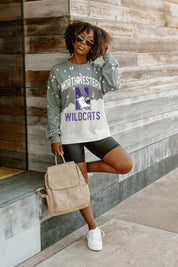 NORTHWESTERN WILDCATS Upcycle And Vintage Faded Wash Pullover-