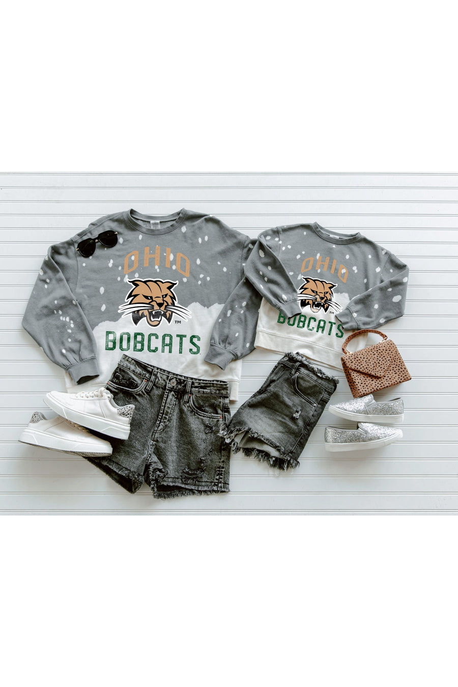 OHIO BOBCATS Upcycle And Vintage Faded Wash Pullover-