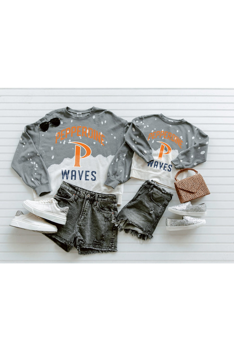 Grey Pepperdine Waves Vintage Pullover - Flat Lay Outfit Style Guide | Gameday Couture - SOHO