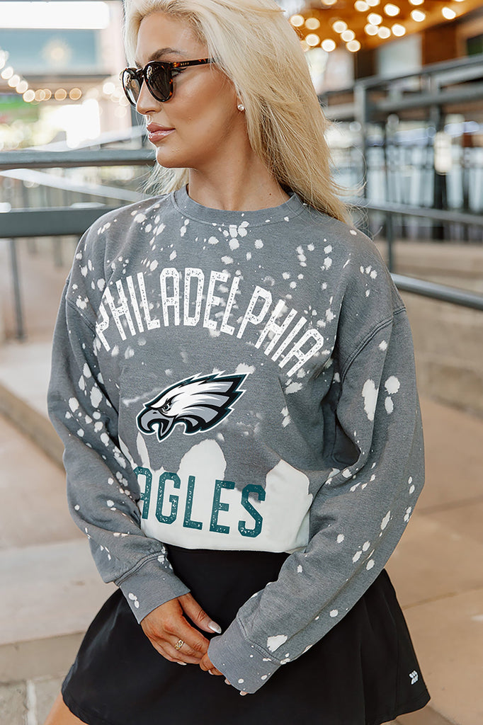PHILADELPHIA EAGLES COIN TOSS LONG SLEEVE FRENCH TERRY CREWNECK PULLOVER