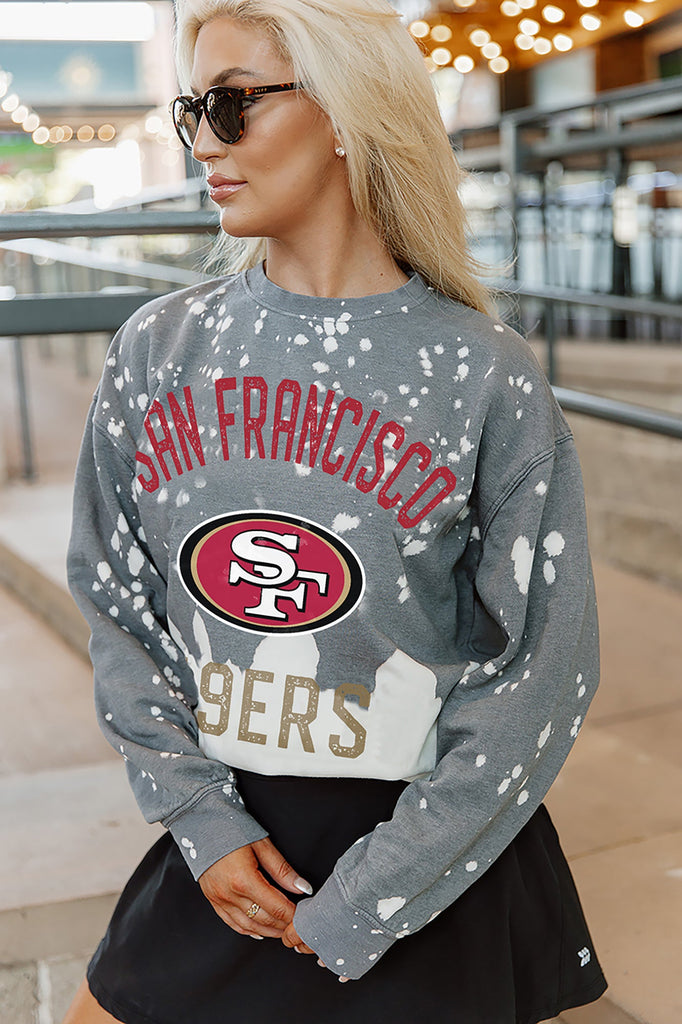 SAN FRANCISCO 49ERS COIN TOSS LONG SLEEVE FRENCH TERRY CREWNECK PULLOVER
