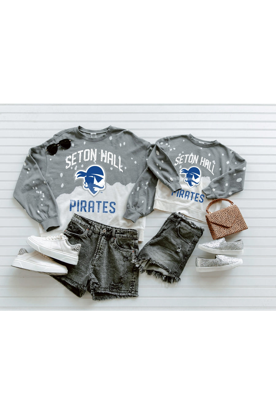 SETON HALL PIRATES Upcycle And Vintage Faded Wash Pullover-