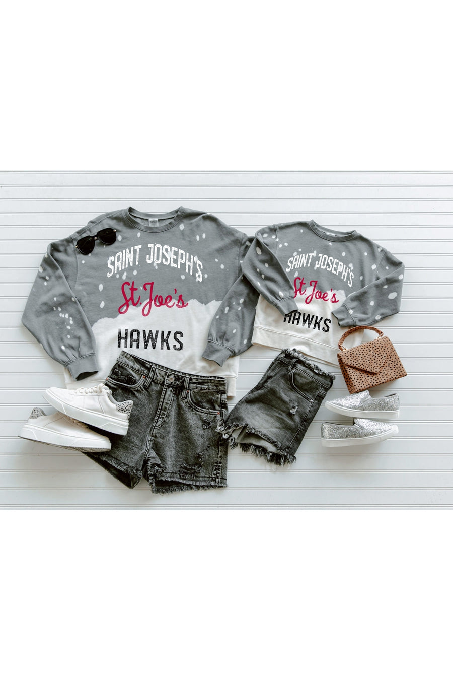 SAINT JOSEPH'S HAWKS Upcycle And Vintage Faded Wash Pullover-