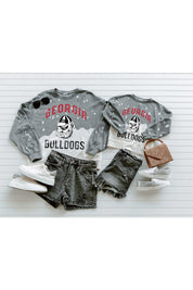 GEORGIA BULLDOGS Upcycle And Vintage Faded Wash Pullover-
