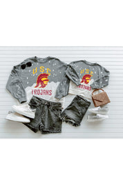 Grey USC Trojans Upcycle Vintage Pullover - Flat Lay Outfit Style Guide | Gameday Couture - SOHO