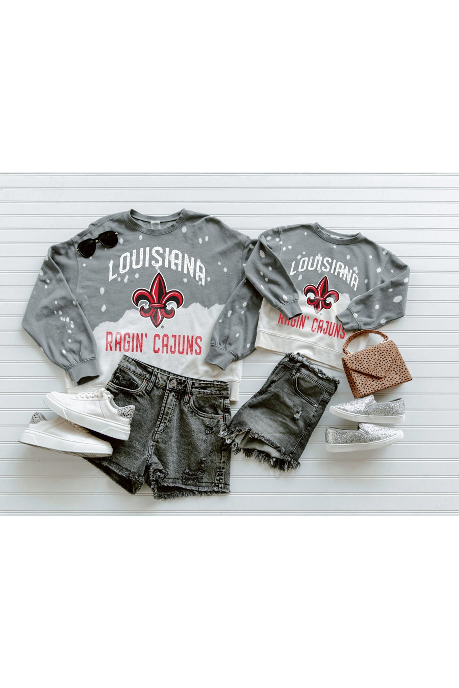 LOUISIANA RAGIN' CAJUNS Upcycle And Vintage Faded Wash Pullover-